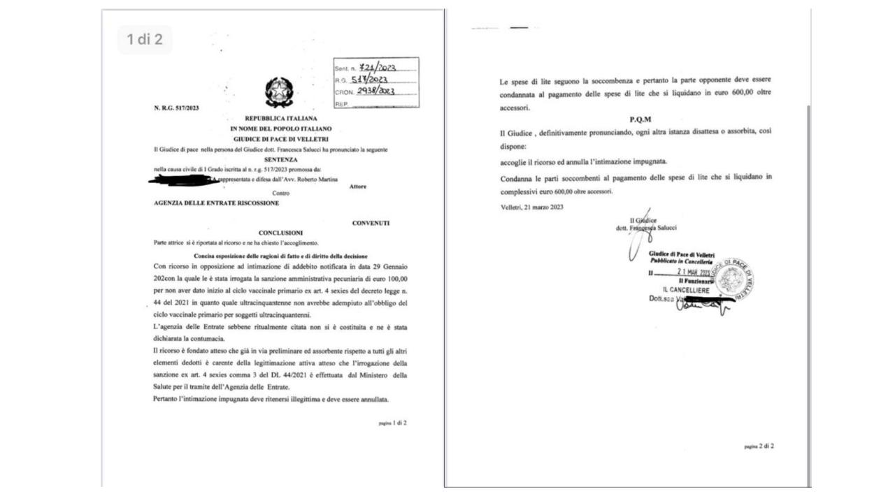 Prima multa over 50 annullata dal Giudice di Pace di Velletri - 21 marzo 2023