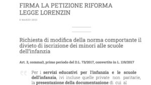 petizione riforma legge Lorenzin