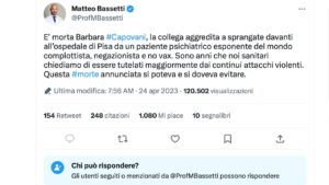 Matteo Bassetti morte collega presa a sprangate da un paziente psichiatrico