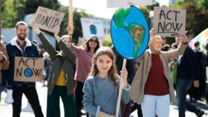 manifestazione per salvare il pianeta contro il cambiamento climatico