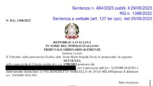 sentenza stipendi arretrati non vaccinata tribunale di Firenze