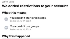 Facebook restrizioni