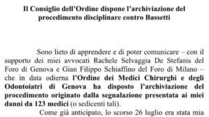 Ordine dei medici proscioglie Matteo Bassetti dalla denuncia di 123 medici