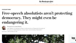 Washington Post - articolo che parla di limitare la libertà di parola per salvaguardare la democrazia