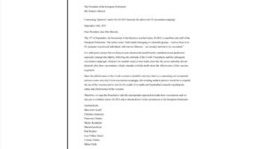 10 eurodeputati scrivono una lettera per chiedere la cessazione immediata della campagna vaccinale - settembre 2023