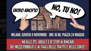 manifestazione Milano contro Ztl e divieti di circolazione - 9 novembre 2023