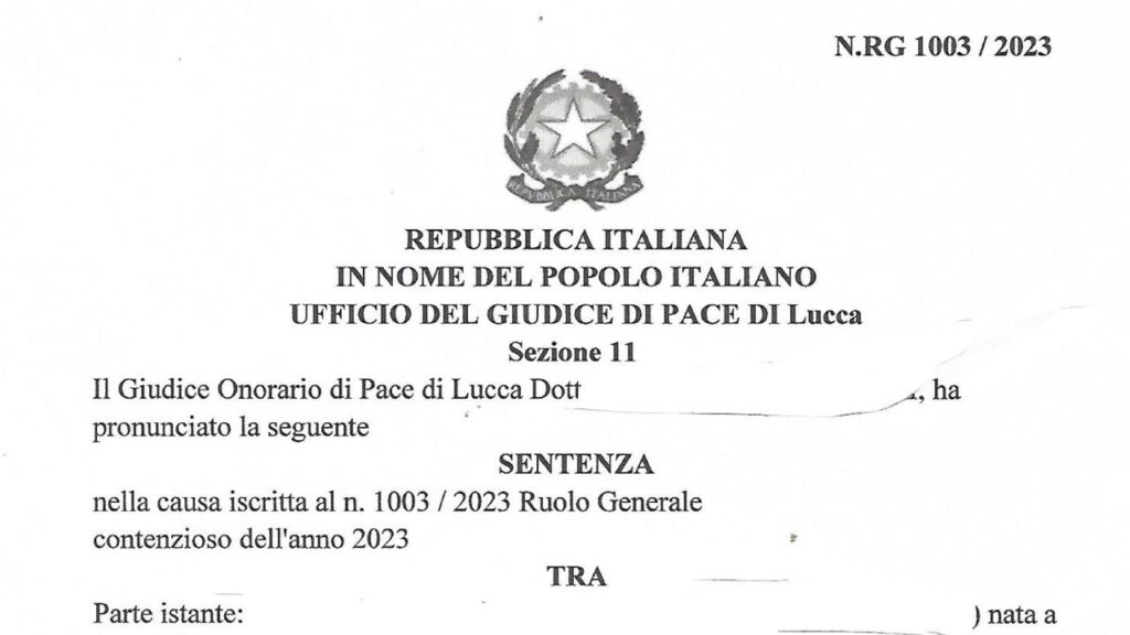 Sentenza giudice di pace di Lucca multa over 50 - Non vaccinarsi è legittima difesa