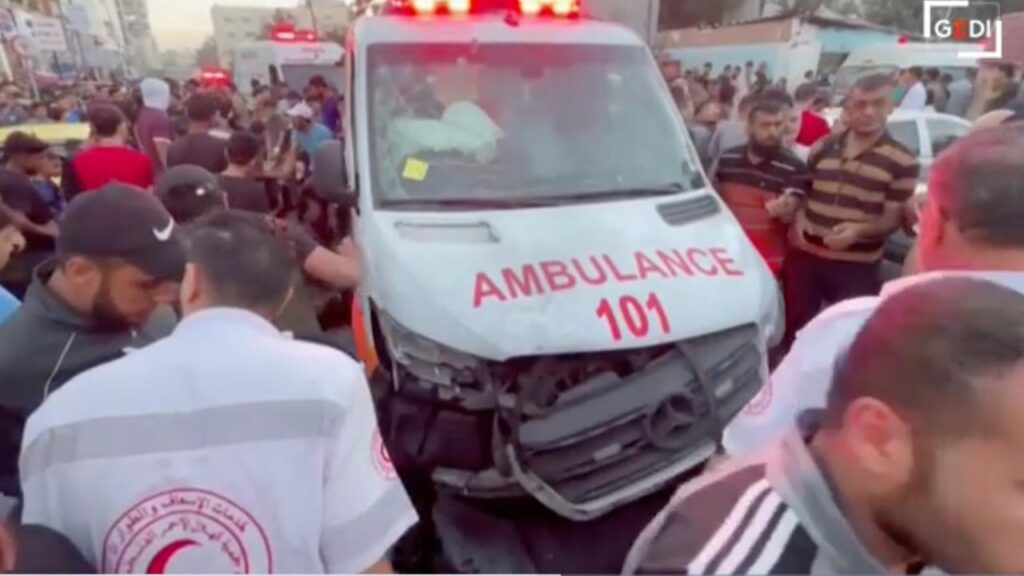 Gaza attacco a un convoglio di ambulanze - ottobre 2023
