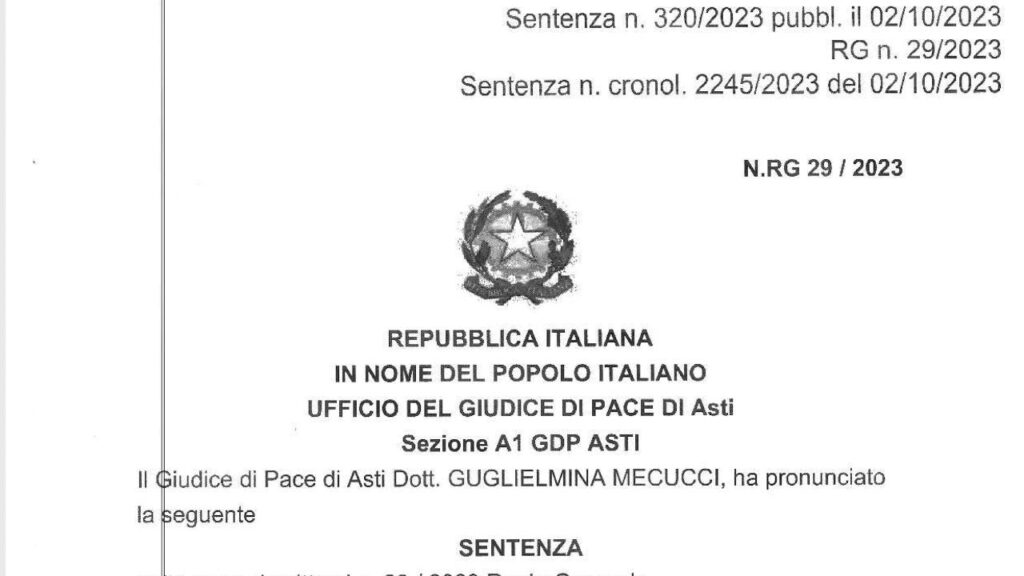 Giudice di pace di Asti multa over 50 non vaccinati annullata