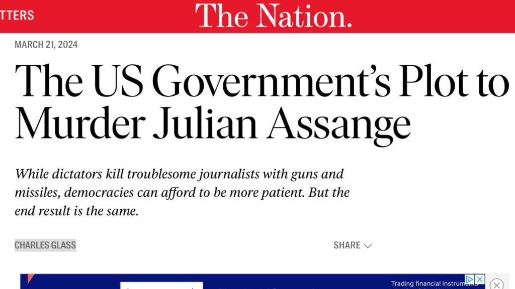 The Nation rivela il complotto del governo americano per uccidere Assange - 21 marzo 2024