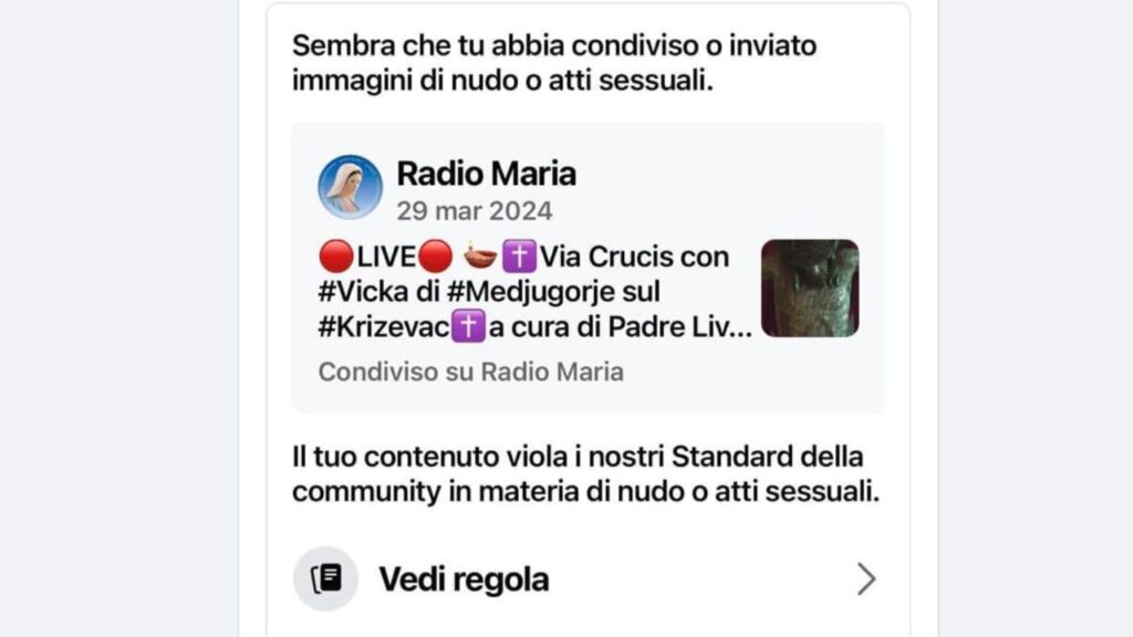 Facebook censura la via Crucis di radio Maria per immagini di nudo