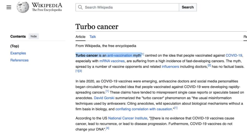 Wikipedia - Turbo cancro è un mito anti-vaccinista