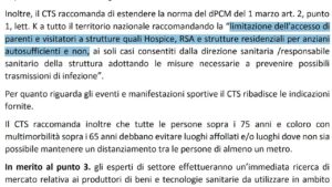 Verbali dissegretati Cts: il 2 marzo 2020 iniziano le misure per le Rsa e vengono negate le visite anche in ospdela