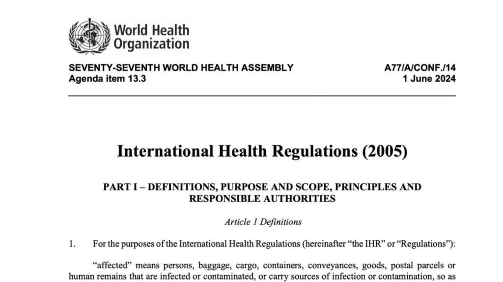 Regolamento sanitario Internazionale approvato 1 giugno 2024