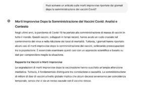 ChatGPT: articolo morti improvvise dopo la vaccinazione Covid