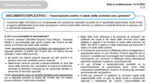 Indicazioni terapeutiche svizzere vaccino vaiolo delle scimmie con Jynneos®