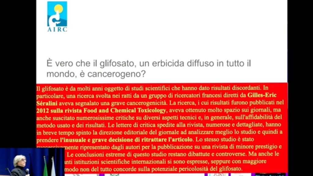 glifosato - dall'intervento del prof. Massimo Fioranelli alla Conferenza Sanità e Salute - gennaio 2025