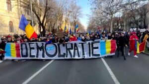 protesta contro l'annullamento delle elezioni in Romania - gennaio 2024