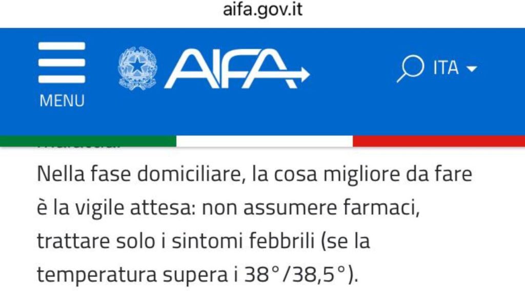 Tachipirina e Vigile attesa Aifa