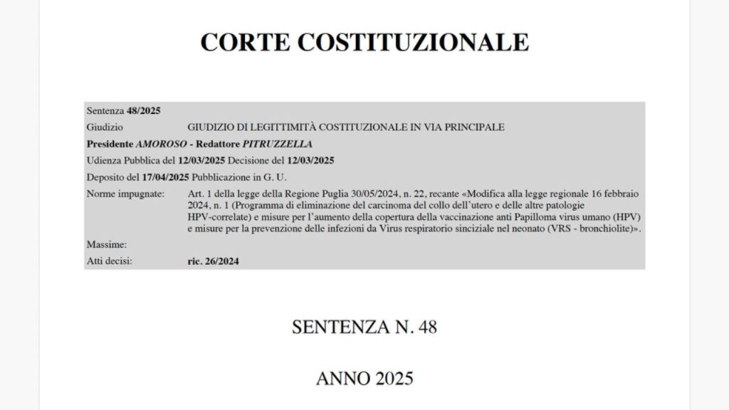 Corte Costituzionale - sentenza del 12 marzo 2025 su vaccinazione contro il papilloma virus e obbligo di attestare il dissenso informato vaccinale